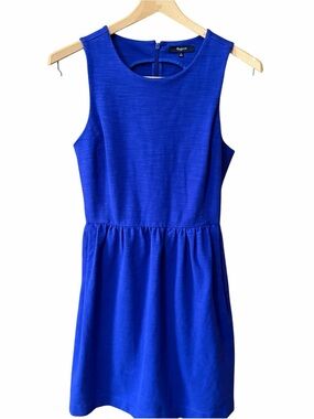 Madewell Afternoon Fit & Flare Dress Size Small Cobalt Blue Pockets Sleeveless